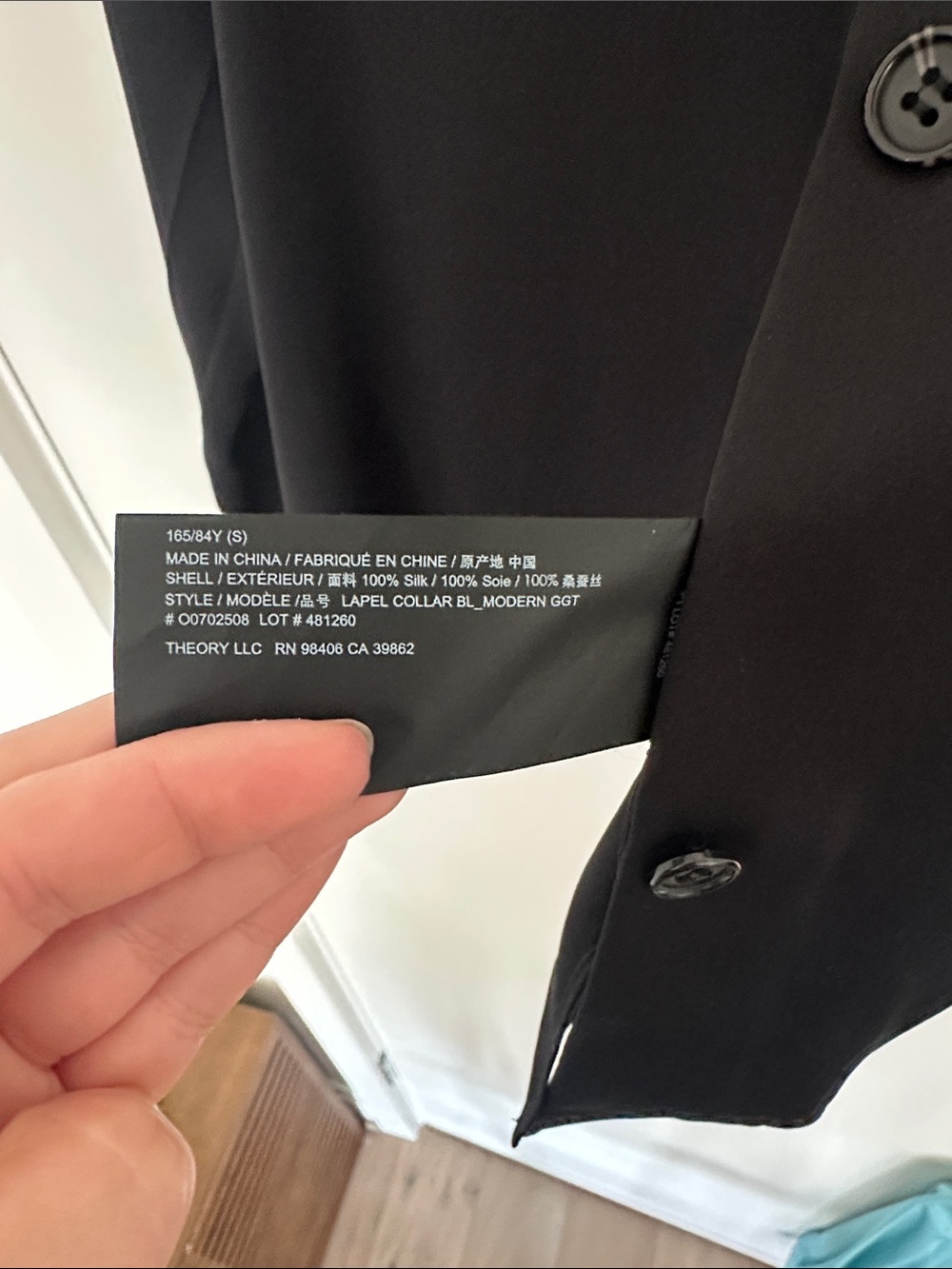 Theory Black 100% Silk Button Front Blouse - Picture 4 of 4